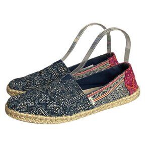 Toms Size 8.5 Cloud Bound Alpargata Rope Slip On Shoes Geometric Boho Aztec Flat